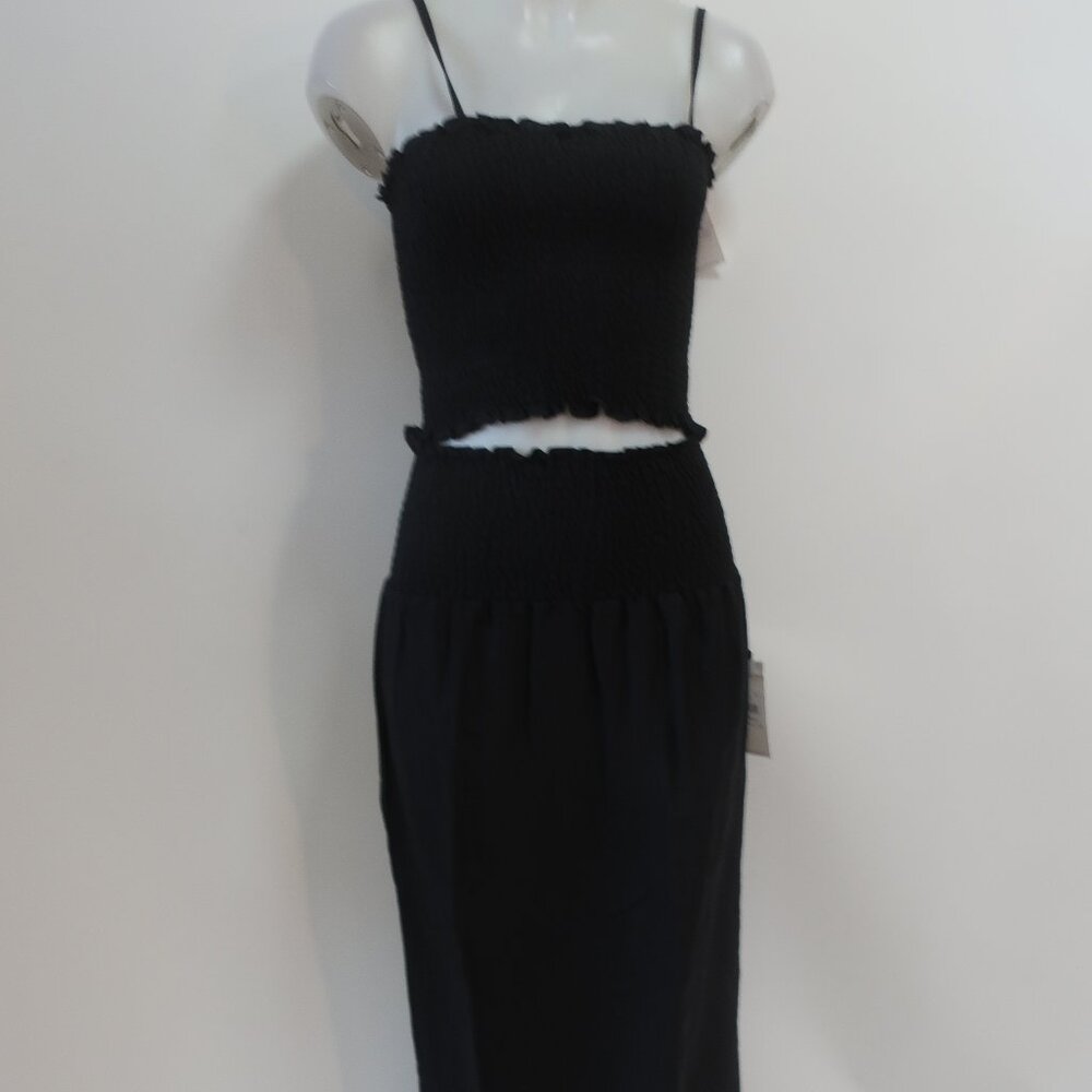 NWT Womens Sol-Angeles Black Gillian Smocked Tank Top M, Emmy Maxi Skirt XS Set